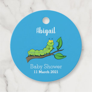 Fijne leuke cartoon met groene caterstijl bedankjes labels