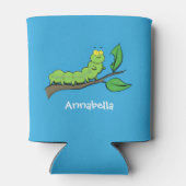 Fijne leuke cartoon met groene caterstijl blikjeskoeler (Achterkant)