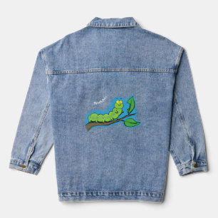 Fijne leuke cartoon met groene caterstijl denim jacket