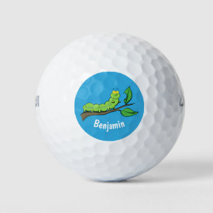 Fijne leuke cartoon met groene caterstijl golfballen