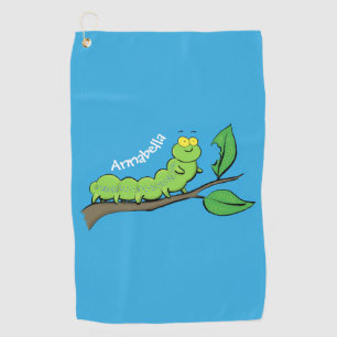 Fijne leuke cartoon met groene caterstijl golfhanddoek