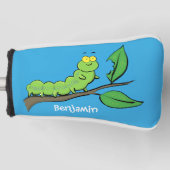 Fijne leuke cartoon met groene caterstijl golfheadcover (Voorkant)