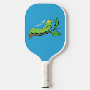 Fijne leuke cartoon met groene caterstijl pickleball paddle