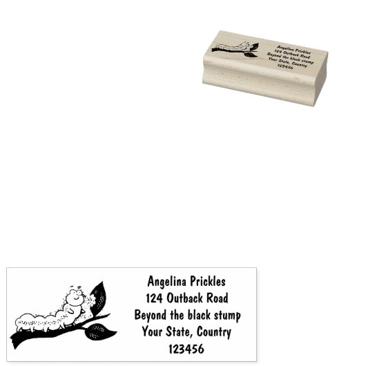 Fijne leuke cartoon met groene caterstijl 	rubberstempel (Gestempeld)