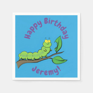 Fijne leuke cartoon met groene caterstijl servet