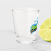 Fijne leuke cartoon met groene caterstijl shot glas (Links)
