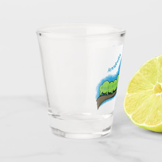 Fijne leuke cartoon met groene caterstijl shot glas (Links)