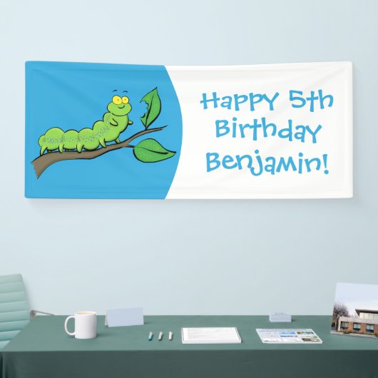 Fijne leuke cartoon met groene caterstijl spandoek (Beurs)