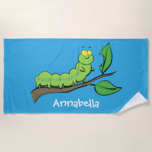 Fijne leuke cartoon met groene caterstijl strandlaken