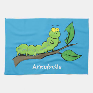 Fijne leuke cartoon met groene caterstijl theedoek