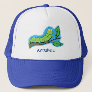 Fijne leuke cartoon met groene caterstijl trucker pet