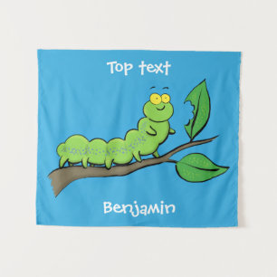 Fijne leuke cartoon met groene caterstijl wandkleed