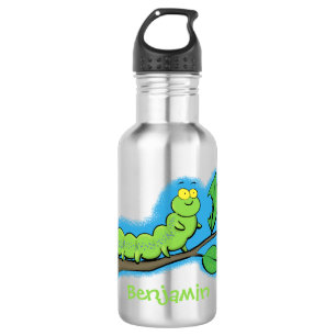 Fijne leuke cartoon met groene caterstijl waterfles