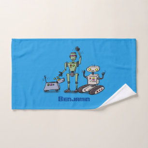 Fijne leuke robots trio cartoon bad handdoek