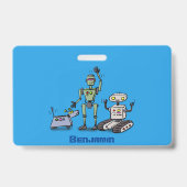 Fijne leuke robots trio cartoon badge (Back)