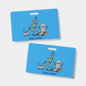 Fijne leuke robots trio cartoon badge (Front & Back)