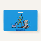 Fijne leuke robots trio cartoon badge (Achterkant)