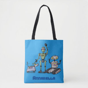 Fijne leuke robots trio cartoon draagtas