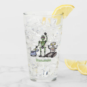 Fijne leuke robots trio cartoon glas