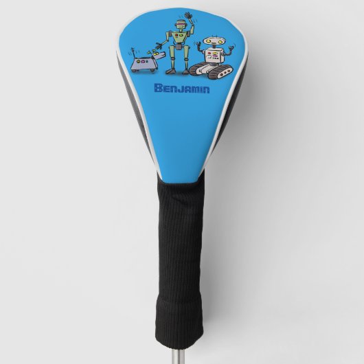 Fijne leuke robots trio cartoon golfheadcover (Voorkant)