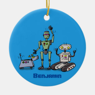 Fijne leuke robots trio cartoon keramisch ornament