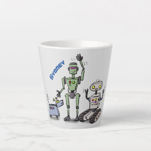 Fijne leuke robots trio cartoon latte mok
