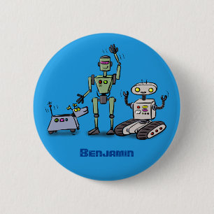 Fijne leuke robots trio cartoon ronde button 5,7 cm