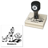Fijne leuke robots trio cartoon 	rubberstempel (Gestempeld)