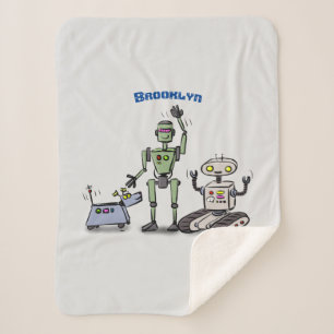 Fijne leuke robots trio cartoon sherpa deken