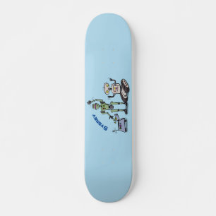 Fijne leuke robots trio cartoon skateboard