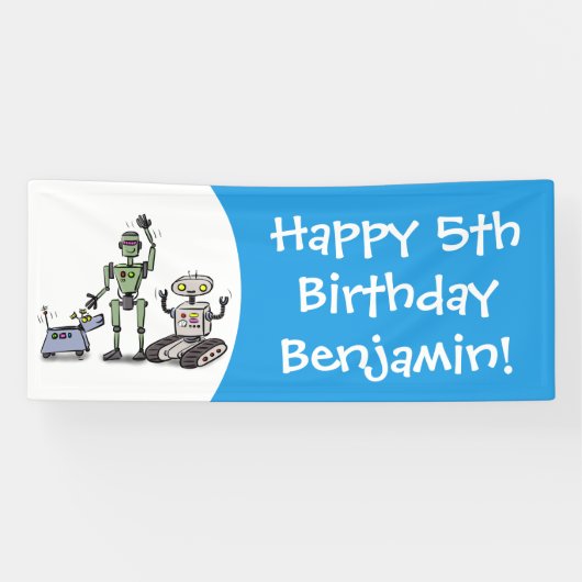 Fijne leuke robots trio cartoon spandoek (Horizontaal)