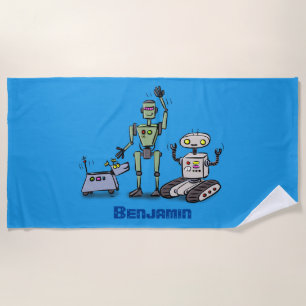 Fijne leuke robots trio cartoon strandlaken