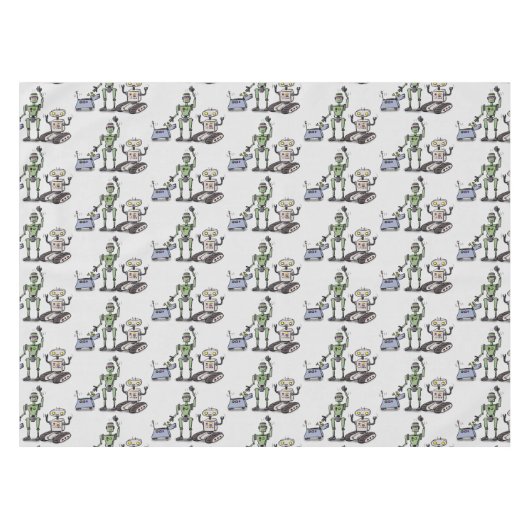 Fijne leuke robots trio cartoon tafelkleed (Voorkant (Horizontaal))