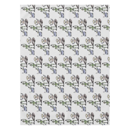 Fijne leuke robots trio cartoon tafelkleed (Voorkant)