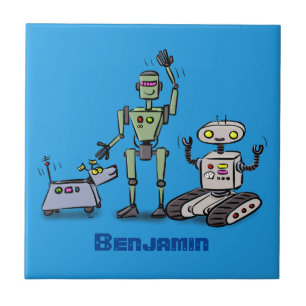 Fijne leuke robots trio cartoon tegeltje