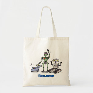 Fijne leuke robots trio cartoon tote bag