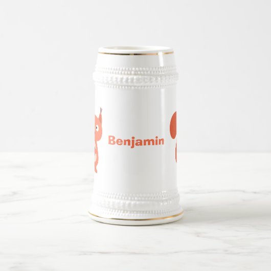 Fijne leuke rode eekhoorn cartoon illustratie bierpul (Center)