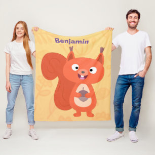 Fijne leuke rode eekhoorn cartoon illustratie fleece deken