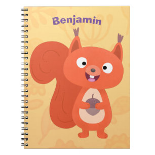 Fijne leuke rode eekhoorn cartoon illustratie notitieboek