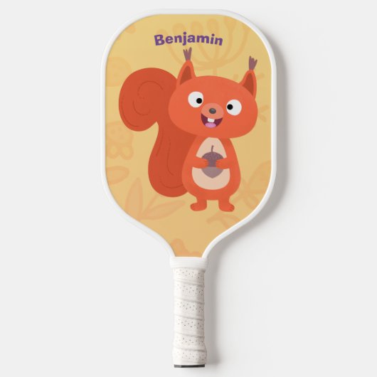 Fijne leuke rode eekhoorn cartoon illustratie pickleball paddle (Voorkant)