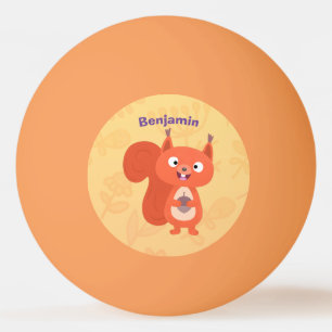 Fijne leuke rode eekhoorn cartoon illustratie pingpongballen