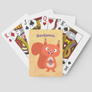 Fijne leuke rode eekhoorn cartoon illustratie pokerkaarten