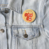 Fijne leuke rode eekhoorn cartoon illustratie ronde button 5,7 cm (In situ)
