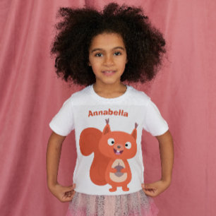 Fijne leuke rode eekhoorn cartoon illustratie t-shirt