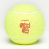 Fijne leuke rode eekhoorn cartoon illustratie tennisballen (Achterkant)