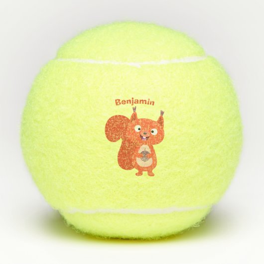 Fijne leuke rode eekhoorn cartoon illustratie tennisballen (Voorkant)