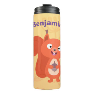 Fijne leuke rode eekhoorn cartoon illustratie thermosbeker