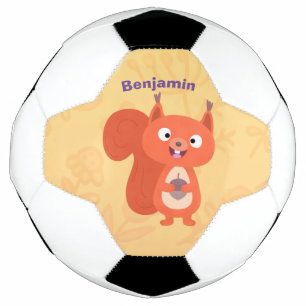 Fijne leuke rode eekhoorn cartoon illustratie voetbal