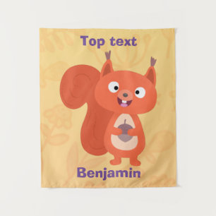 Fijne leuke rode eekhoorn cartoon illustratie wandkleed