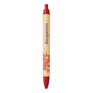 Fijne leuke rode eekhoorn cartoon illustratie zwarte inkt pen